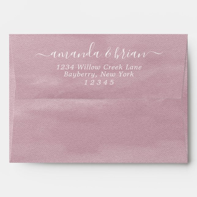 Dusty Pink Watercolor Paper Script Lettering 5x7 Envelope (Back (Top Flap))