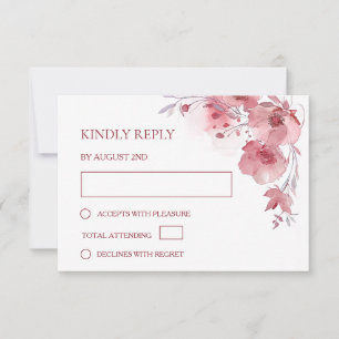 Dusty Pink Watercolor Wedding RSVP Card