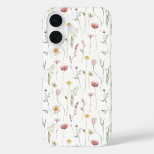 Dusty Pink Watercolor Wildflower iPhone 16 Case