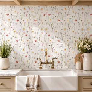 Dusty Pink Watercolor Wildflower Tile