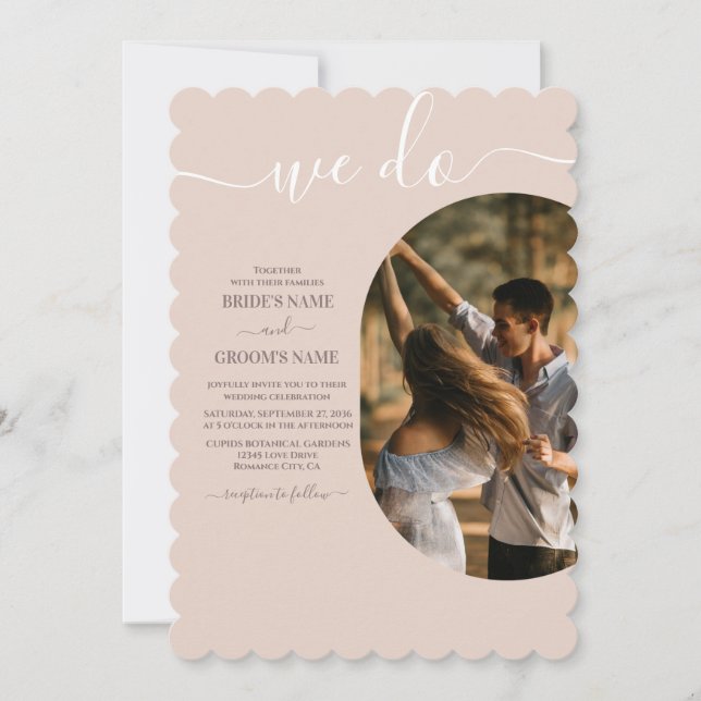 Dusty Pink We Do Minimalist Photo Wedding Invitation (Front)