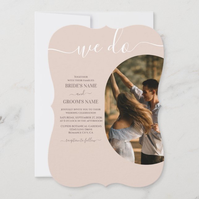 Dusty Pink We Do Minimalist Photo Wedding Invitation (Front)