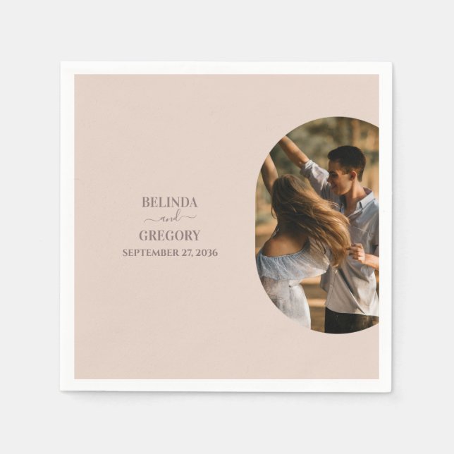 Dusty Pink We Do Minimalist Photo Wedding Napkin (Front)