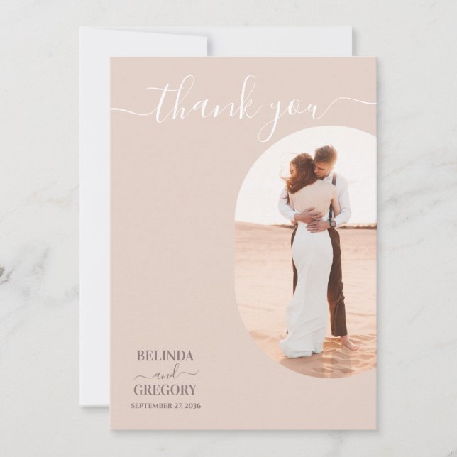 Dusty Pink We Do Minimalist Photo Wedding Thank You Card (Front)