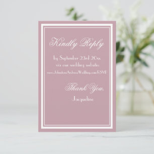 Dusty Pink Wedding Beautiful White Script WS RSVP Card
