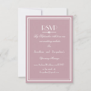 Dusty Pink Wedding Elegant White Script WS RSVP Card