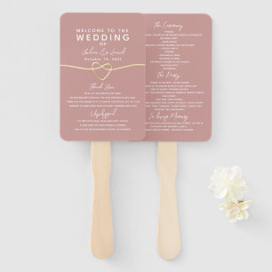 Dusty Pink Wedding Program Hand Fan