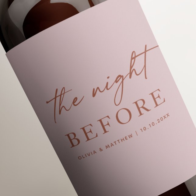 Dusty Pink Wedding Rehearsal Dinner | Night Before Wine Label (Creator Uploaded)