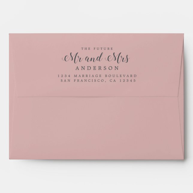 Dusty Pink Wedding Return Address Envelope (Back (Top Flap))