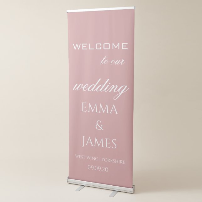 Dusty Pink Wedding Welcome Retractable Banner (3/4)