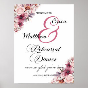 Dusty Pink 'Welcome to our Rehearsal Dinner'  Poster