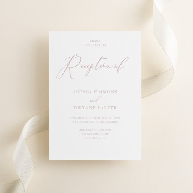 Dusty Pink & White Beautiful Wedding Reception Invitation (Creator Uploaded)