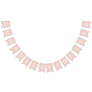 Dusty Pink White Cross Girl Baptism Bunting Flags