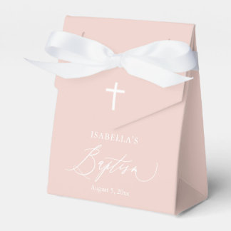 Dusty Pink White Cross Girl Baptism Favour Box