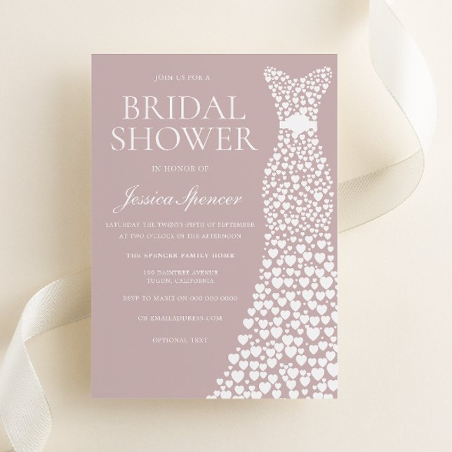 Dusty Pink & White Dress Bridal Shower Invitation (Creator Uploaded)