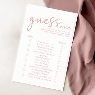 Dusty Pink & White Guess Who Bridal Shower Game