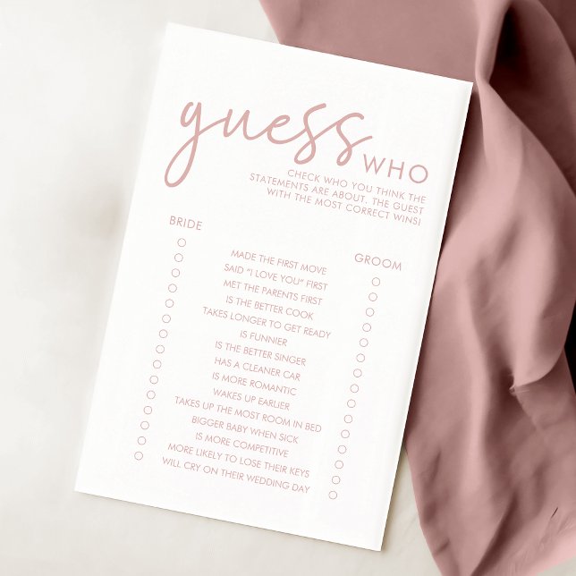 Dusty Pink & White Guess Who Bridal Shower Game (Creator Uploaded)