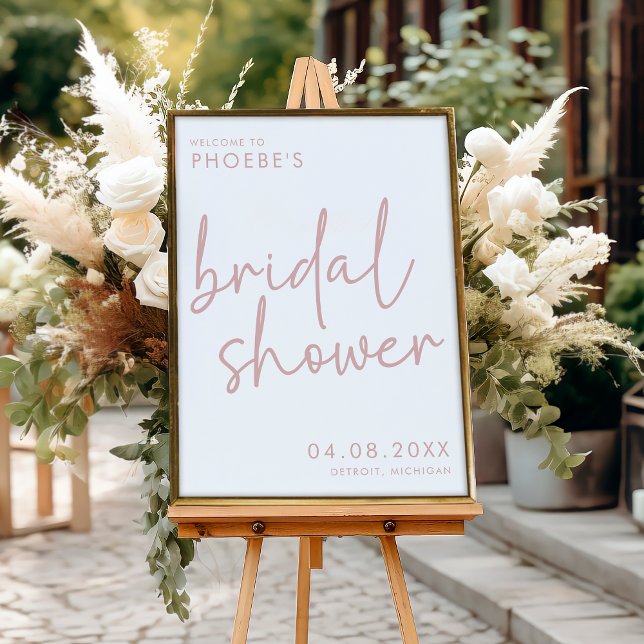 Dusty Pink & White Minimal Bridal Shower Welcome Poster (Creator Uploaded)