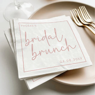 Dusty Pink & White Minimalist Script Bridal Brunch Napkin