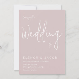 Dusty Pink & White Modern Wedding Invitation