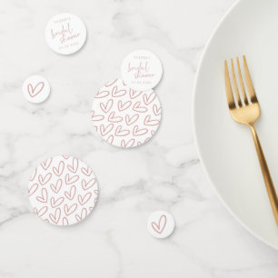 Dusty Pink & White Script and Hearts Bridal Shower Confetti