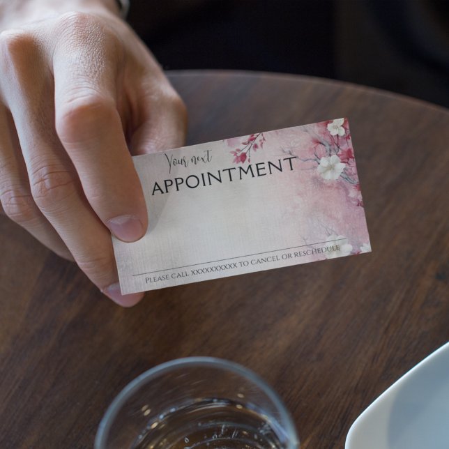 Dusty pink wild flowers vintage appointment card (Creator Uploaded)