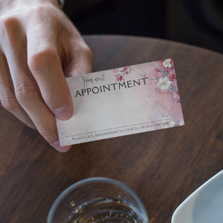 Dusty pink wild flowers vintage appointment card