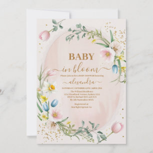 Dusty Pink Wildflower Baby in Bloom Girl Shower Invitation