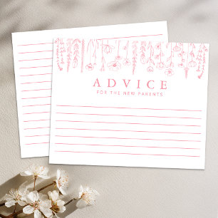 Dusty Pink Wildflower Baby Shower Advice Card