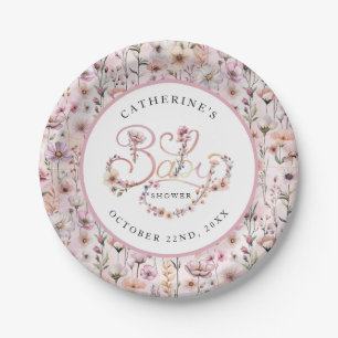 Dusty Pink Wildflower Baby Shower Plates