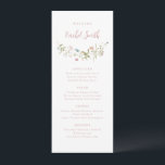 Dusty Pink Wildflower Boho Wedding Guest Name Menu<br><div class="desc">Elegant delicate watercolor wildflower design,  with custom your own guest name. Pastel palettes of soft blush pink,  off white,  beige,  dusty blue,  dusty pink,  and botanical greenery,  simple and romantic. Great floral wedding menus for modern rustic wedding,  country garden wedding,  and boho wedding in spring and summer.</div>