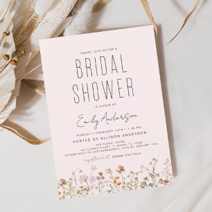 Dusty Pink Wildflower Bridal Shower Invitation