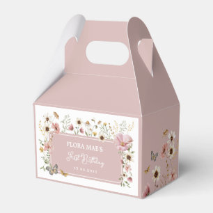 Dusty Pink Wildflower Garden Tea Party Birthday Favour Box