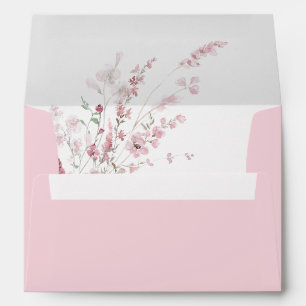Dusty Pink Wildflower Rose Boho Wedding Invitation Envelope