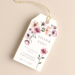 Dusty Pink Wildflower Thank You Gift Tags – Boho W