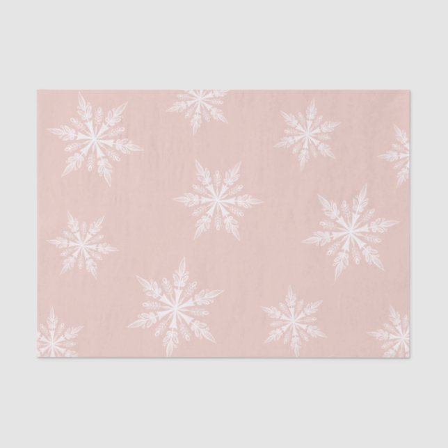 Dusty Pink Winter Holiday Snowflakes Tissue Paper (Front)