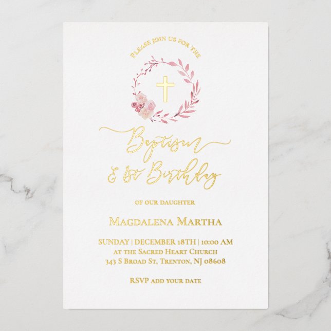 dusty pink wreath | Baptism and 1st Birthday (Front)