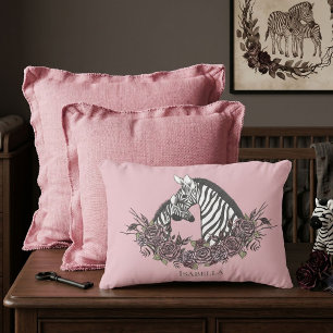 Dusty Pink Zebra Hand-Drawn Accent Decorative Cushion