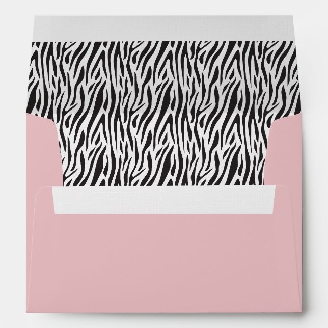 Dusty Pink Zebra Print Sender and Return Address Envelope (Back (Bottom))