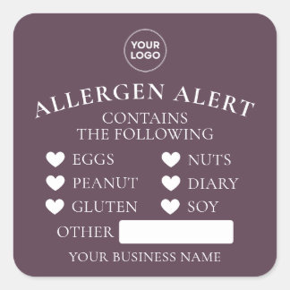 Dusty Plum Allergy Alert Bakery Cake  Food Sticker