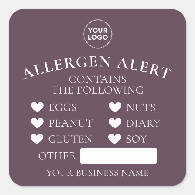 Dusty Plum Allergy Alert Bakery Cake  Food Sticker (Front)