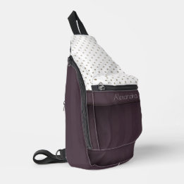 Dusty Plum and Tawny Polka Dot Design with Name Sling Bag