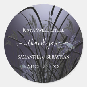 Dusty Plum Dragonflies Thank You Classic Round Sticker