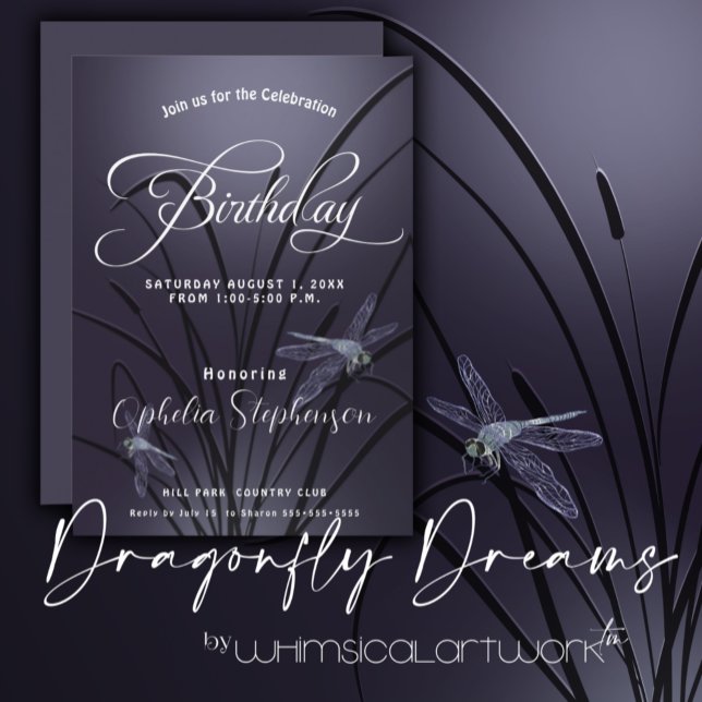 Dusty Plum  Dragonfly Birthday Invitation (Creator Uploaded)