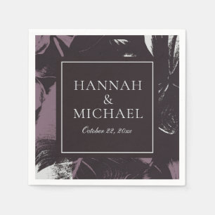 Dusty Plum Eggplant Abstract Floral Wedding Napkin