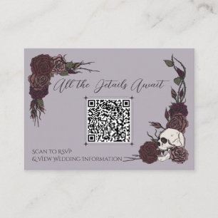 Dusty Plum Floral Skull & Ink QR Card