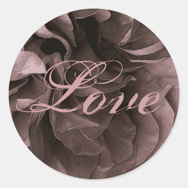 DUSTY PLUM Frilly Rose LOVE Wedding Envelope Seal (Front)