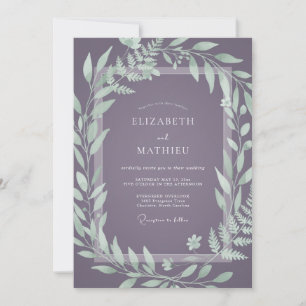 Dusty Plum Leafy Wedding Invitation