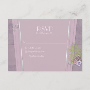Dusty plum, pale purple and floral wedding RSVP Card