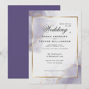 Dusty Plum Purple Gold Invitation
